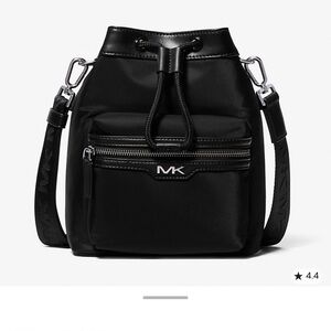 Michael Kors Black Drawstring Bag with Silver Accents